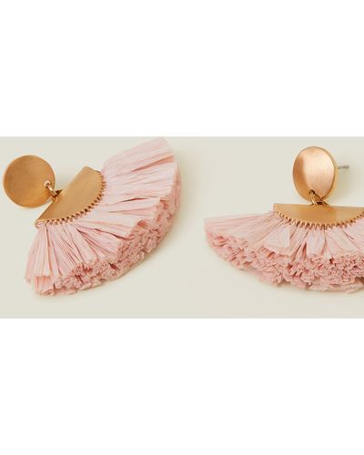 Accessorize Gold Fan Drop Earrings - Pink