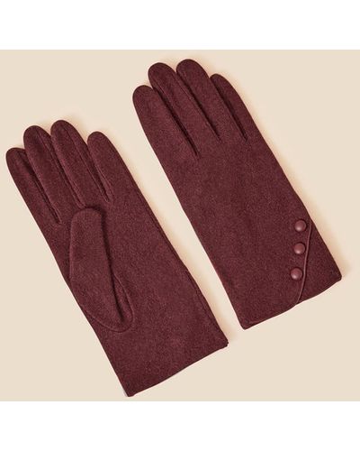 Accessorize Women's Red Luxurious Wool Button Gloves - Purple
