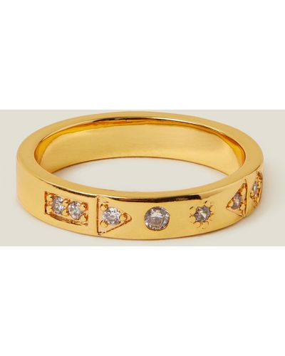 Accessorize 14ct Gold-plated Sparkle Band Ring Gold - Metallic