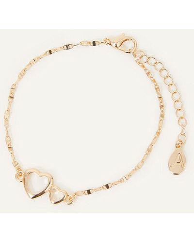 Accessorize Women's Gold Heart Links Bracelet - Natural
