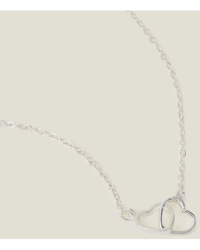 Accessorize Women's Silver Heart Links Pendant Necklace - Natural