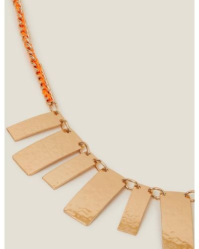 Accessorize Orange Statement Aztec Collar Necklace - Natural