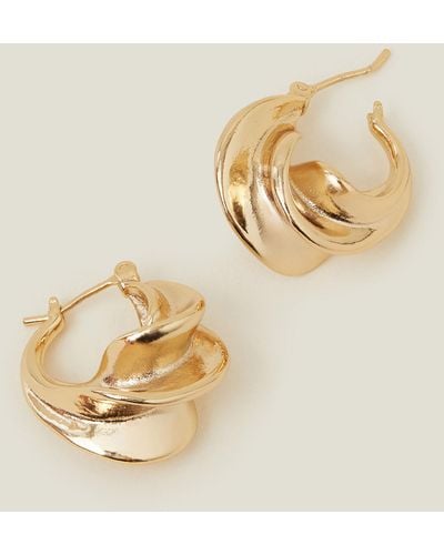 Accessorize 14ct Gold-plated Chunky Twisted Hoop Earrings - Brown