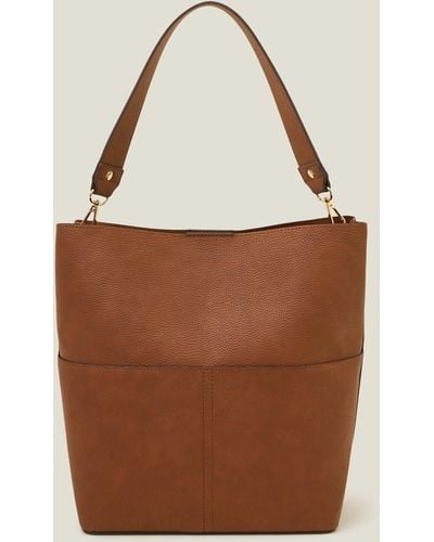 Accessorize Bucket Shoulder Bag Tan - Brown