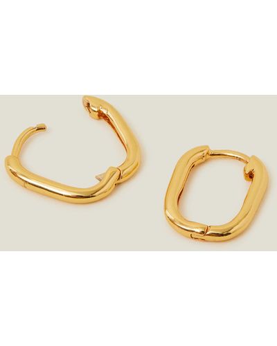 Accessorize Women's 14ct Gold-plated Rectangular Hoop Earrings - Metallic
