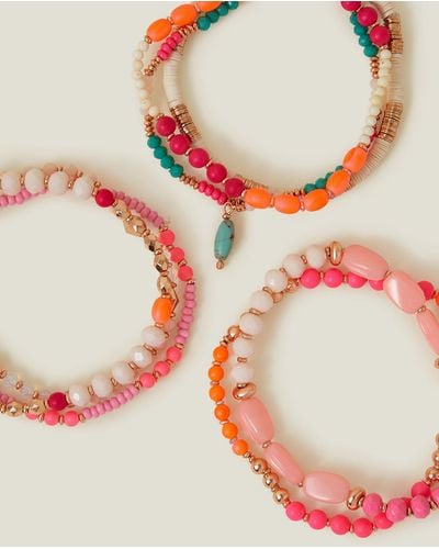 Accessorize Women's Coral Beaded Stretch Bracelet Pack - Multicolour