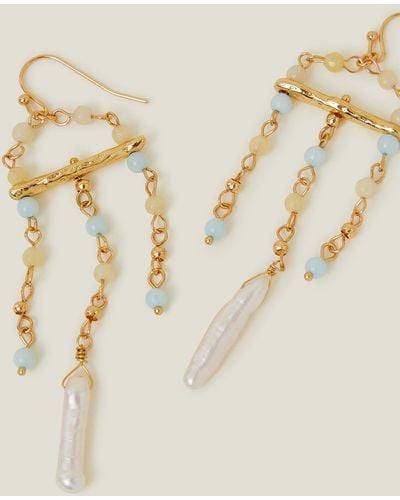 Accessorize 14ct Gold-plated Pearl Chandelier Drop Earrings - Metallic