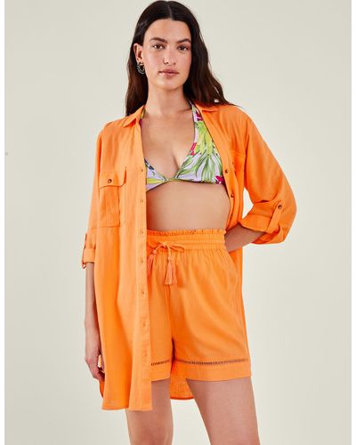 Accessorize Longline Embroidered Shorts Orange