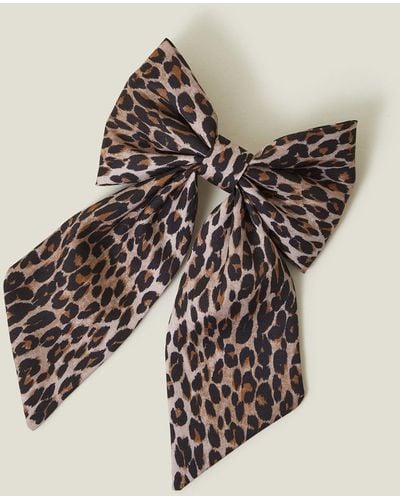 Accessorize Brown/black Leopard Hair Bow - Natural