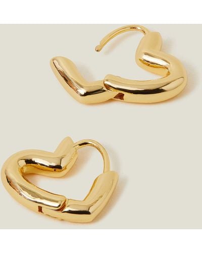 Accessorize Women's 14ct Gold-plated Heart Hoops - Metallic