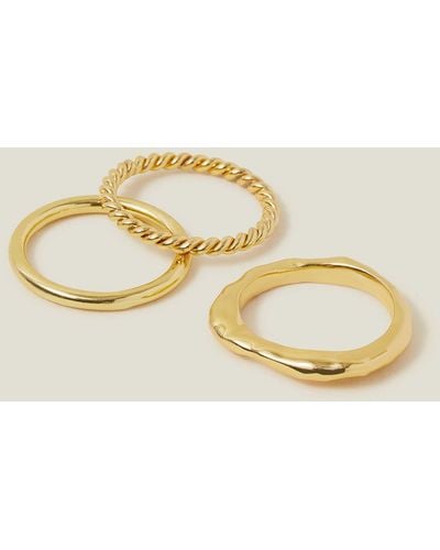 Accessorize Women's 3-pack 14ct Gold-plated Mixed Rings Gold - Metallic