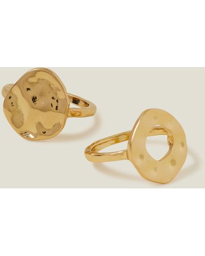 Accessorize Women's Gold 2 Pack Of Molten Rings - Metallic