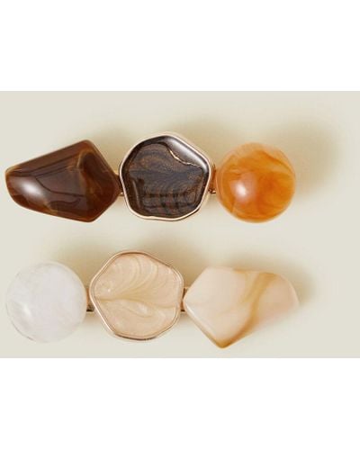 Accessorize Women's Brown 2-pack Mixed Stone Hair Clips - Natural