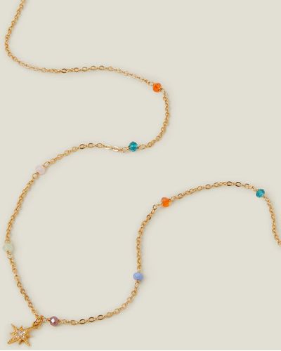 Accessorize 14ct Gold-plated Stationed Bead Chain - Natural
