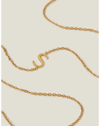 Accessorize Women's Stainless Steel Initial Necklace Gold - Natural
