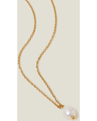 Accessorize Women's Gold Stainless Steel Pearl Pendant Necklace - Natural