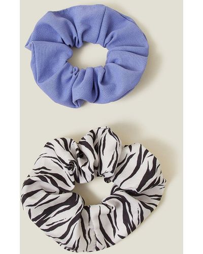 Accessorize Women's Sky Blue 2-pack Zebra Scrunchies