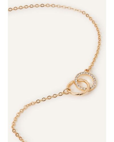 Accessorize Women's Pave Link Circle Necklace Gold - White