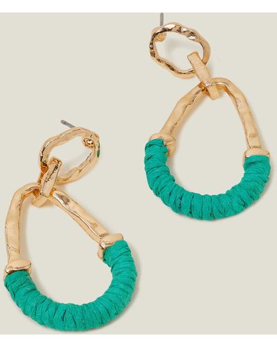 Accessorize Women's Gold Wrapped Teardrop Earrings - Blue
