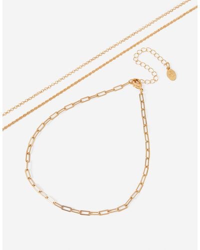 Accessorize Women's Gold Brass Chain Choker Necklace Set - Natural