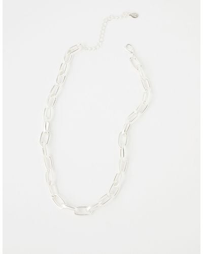 Accessorize Women's Silver Simple Medium Chain Necklace - White