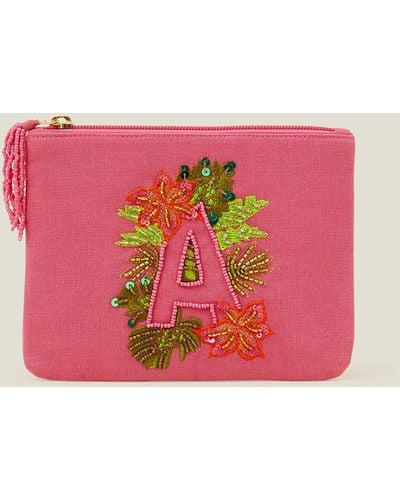 Accessorize Women's Summer Initial Pouch Pink