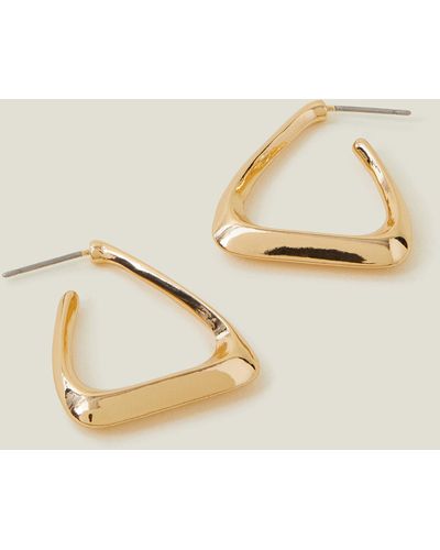 Accessorize Gold Triangle Hoop Earrings - Natural