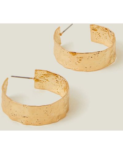 Accessorize Gold Large Molten Hoop Earrings - Natural