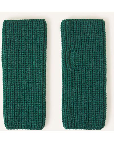 Accessorize Ribbed Cut Off Gloves Green