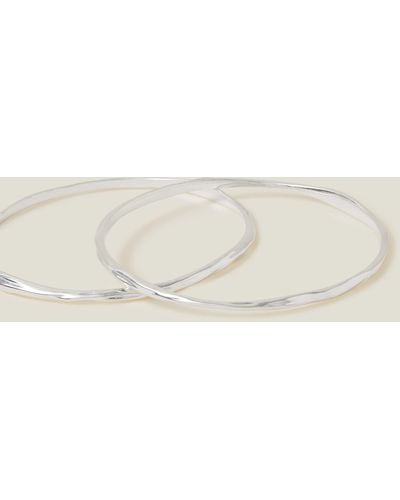 Accessorize Women's 2-pack Sterling Silver-plated Molten Bangles - Natural