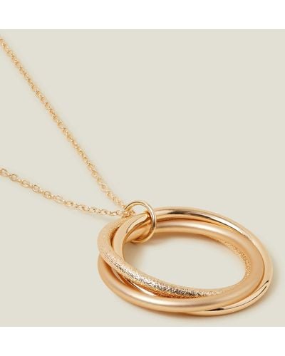 Accessorize Gold Long Circle Pendant Necklace - Metallic
