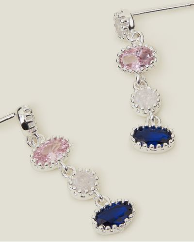 Accessorize Women's Sterling Silver-plated Stone Drop Earrings - Blue