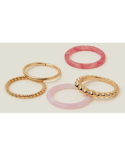 Accessorize Women's 5-pack Resin Rings Pink - Natural