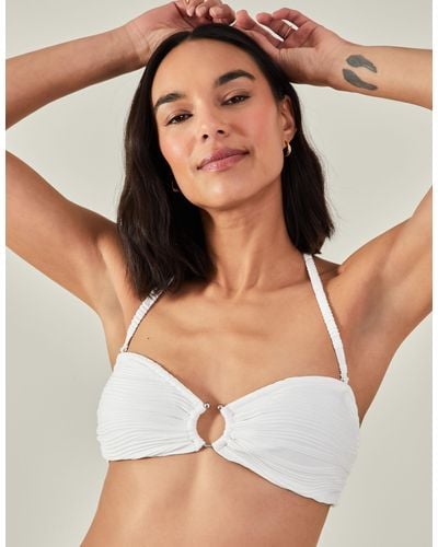 Accessorize Women's Texture Bandeau Bikini Top Ivory - White