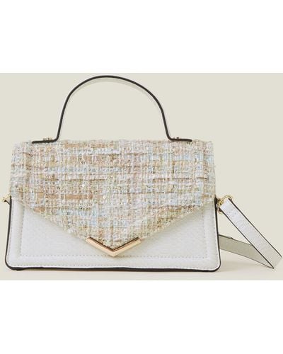 Accessorize Women's White Boucle Top Handle Bag - Natural