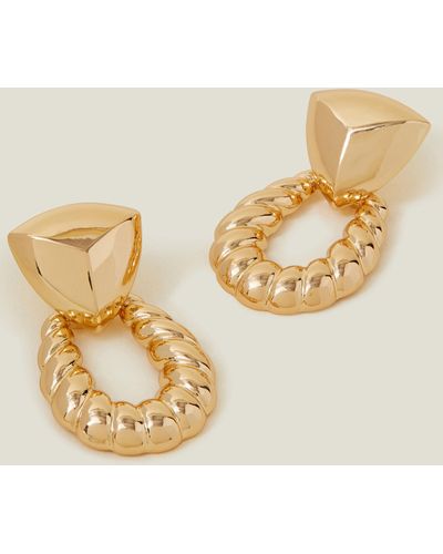 Accessorize Gold Croissant Doorknocker Earrings - Metallic