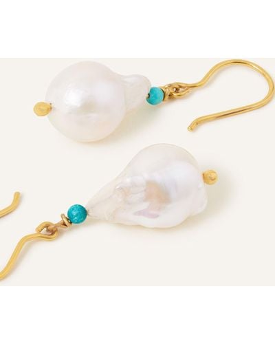 Accessorize Women's 14ct Gold-plated Baroque Pearl Earrings - Natural