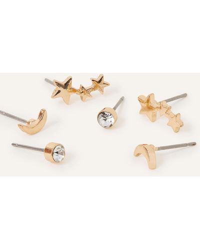 Accessorize Women's Gold Celestial Stud Earring Set - White