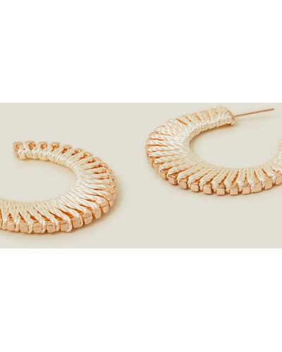 Accessorize Gold Threaded Fan Hoop Earrings - Natural