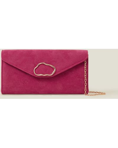 Accessorize Women's Suedette Box Clutch Bag Pink