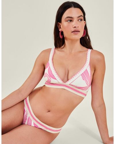 Accessorize Women's Squiggle Print Bikini Top Pink - Natural