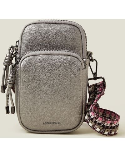 Accessorize Women's Grey Webbing Strap Phone Bag