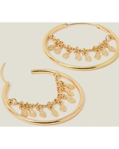 Accessorize Gold Chain Tassel Hoop Earrings - Natural