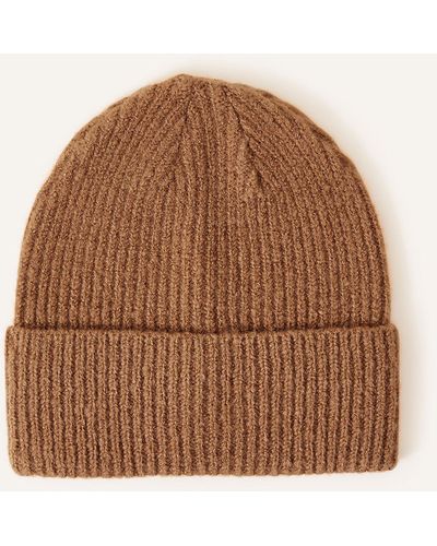 Accessorize Beige Classic Knitted Acrylic Soho Beanie Hat - Brown