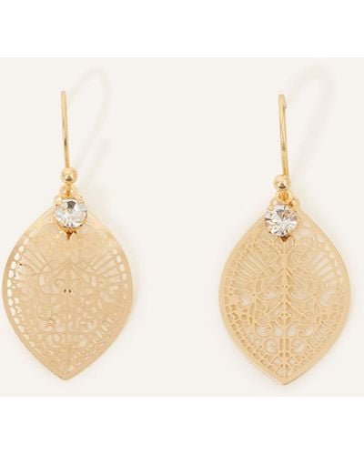 Accessorize Women's Gold Filigree Leaf Drop Earrings - Natural