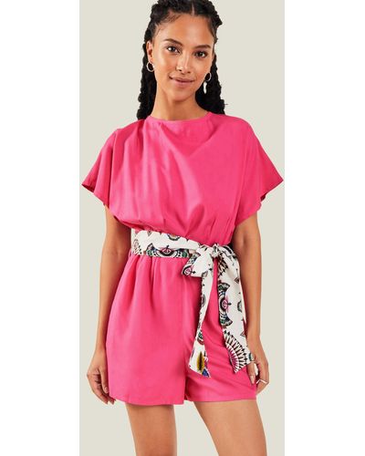 Accessorize Women's Open Back Tie Waist Playsuit Pink