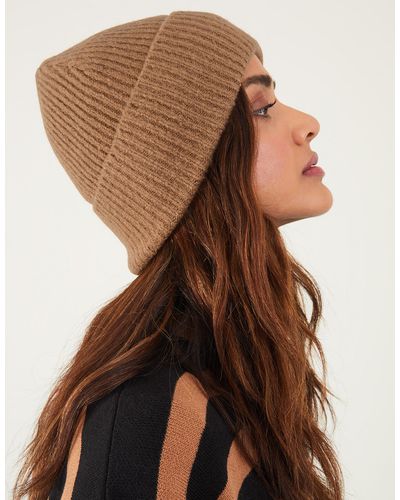 Accessorize Women's Brown Classic Knitted Acrylic Soho Knit Beanie Hat