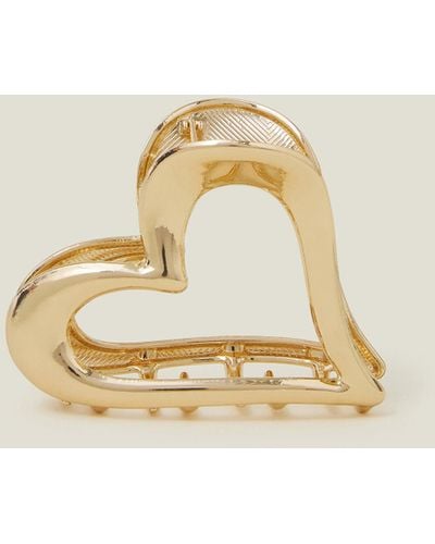 Accessorize Women's Gold Heart Claw Clip - Natural