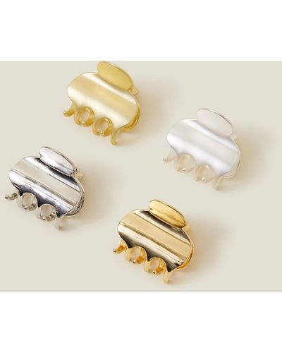 Accessorize Women's Gold 4-pack Matte And Shiny Claw Clips - Metallic