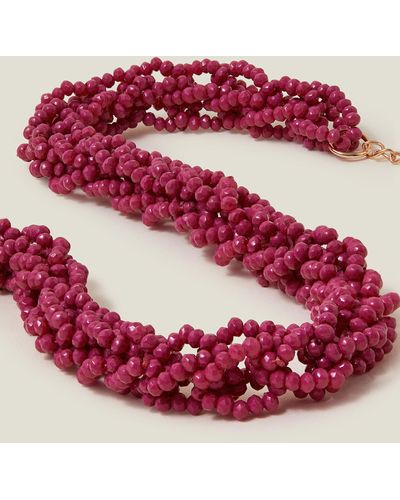Accessorize Seedbead Chain Collar Necklace - Pink